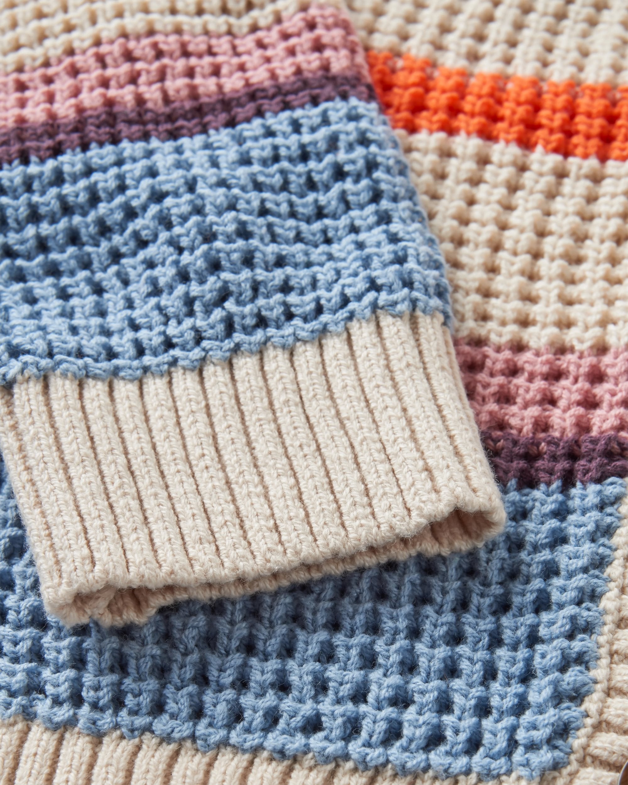 Reflection Open Knit Stripey Cardigan - Multi Vintage White Stripe - Flatlay