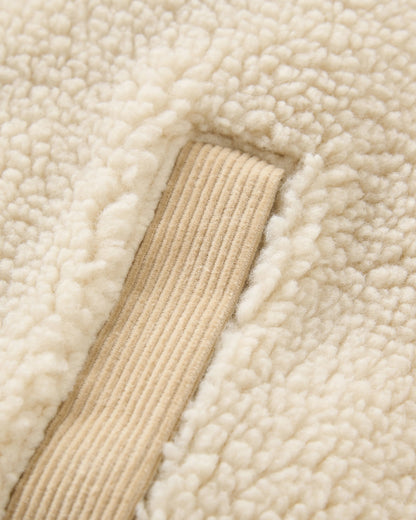 Tawny Collarless Deep-Pile Sherpa Gilet - Oat - Flatlay