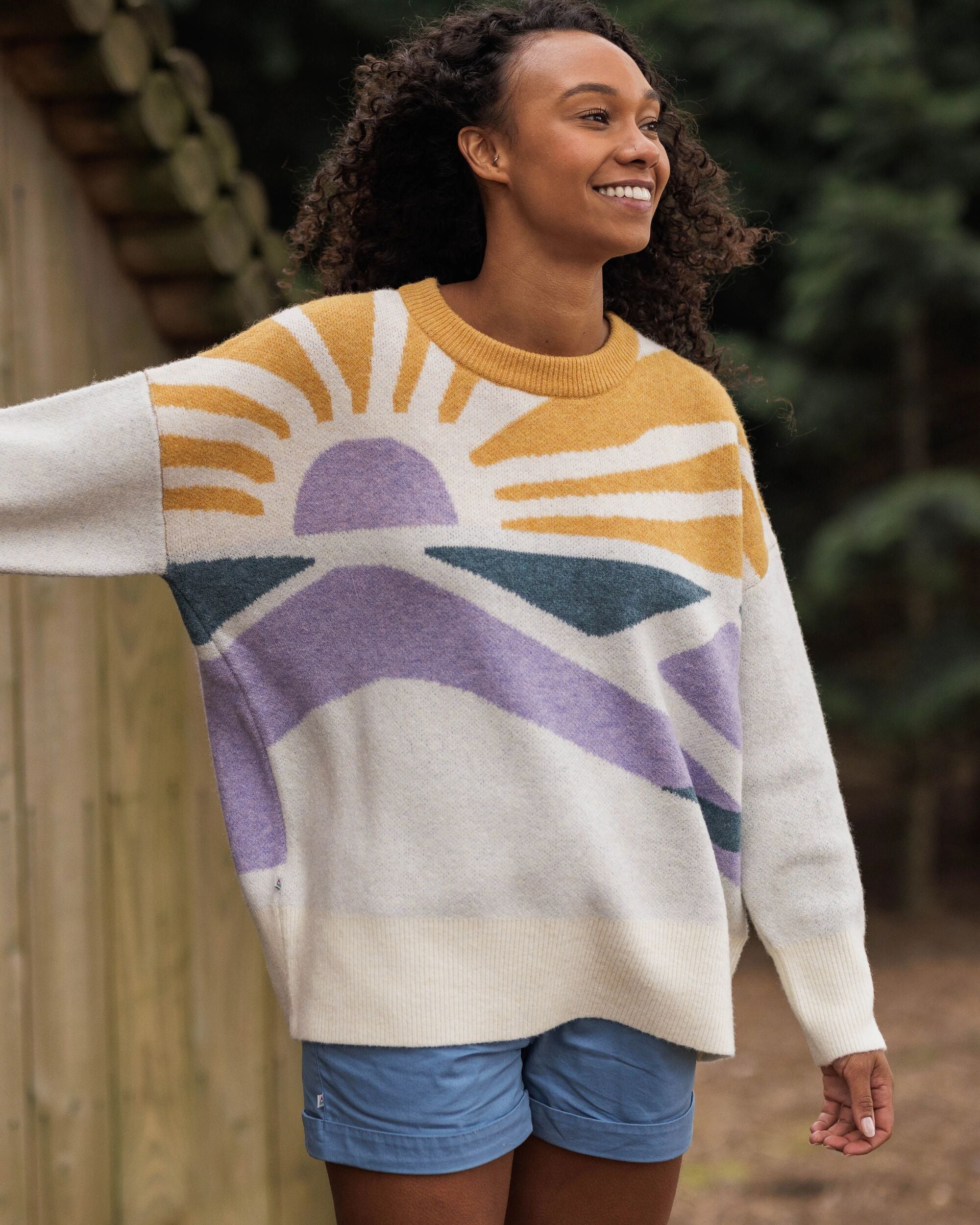 Sunsets Recycled Oversized Knitted Jumper - Marshmallow - Lifestyle