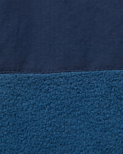 Woodland Hoodless Recycled Polartec® Fleece - Rich Navy/Dark Denim - Flatlay
