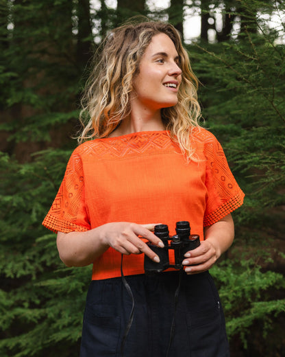 Flurry Woven Top - Ember Orange - Lifestyle