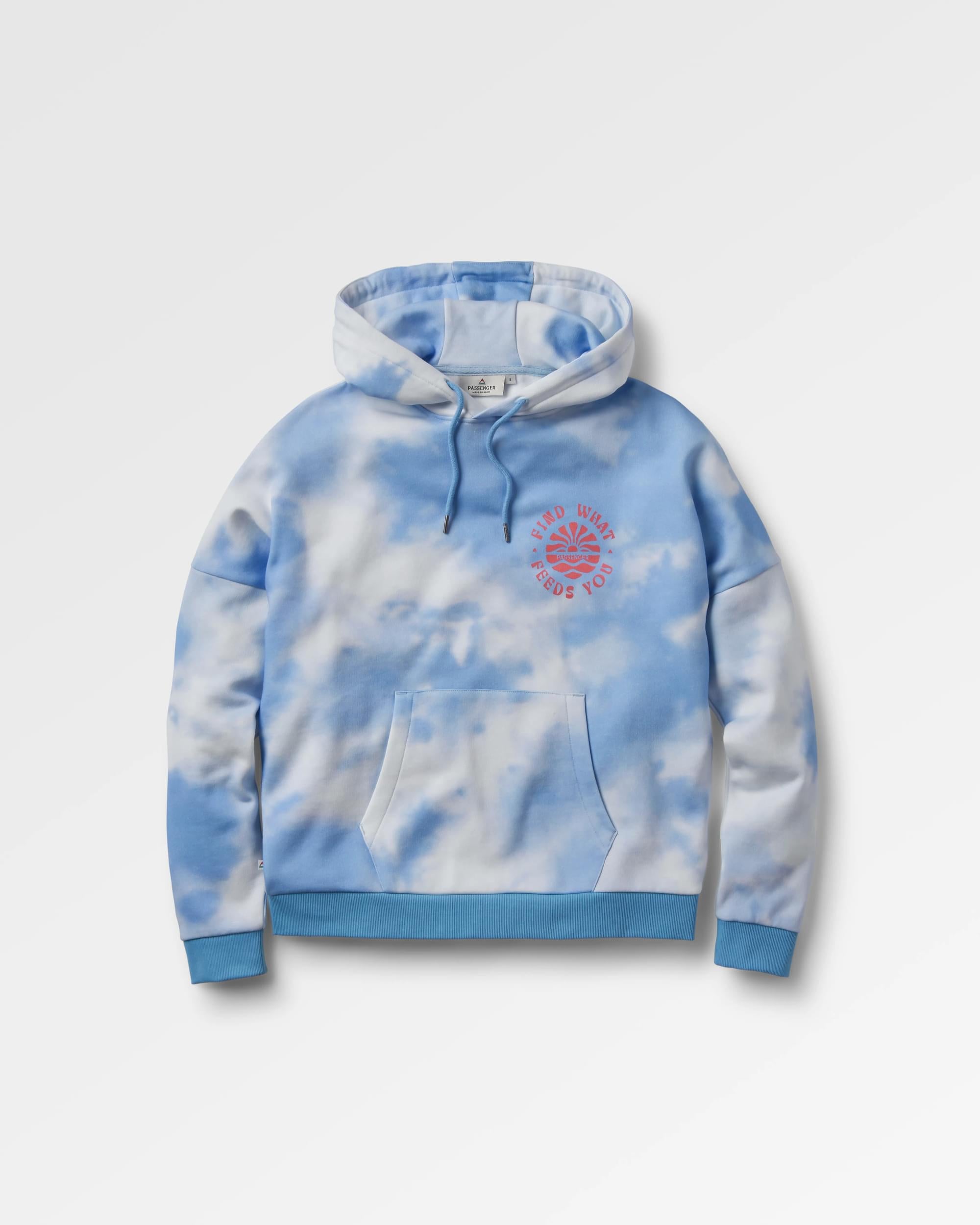 Rediscover Printed Hoodie - Tie Dye Cornflower - Flatlay