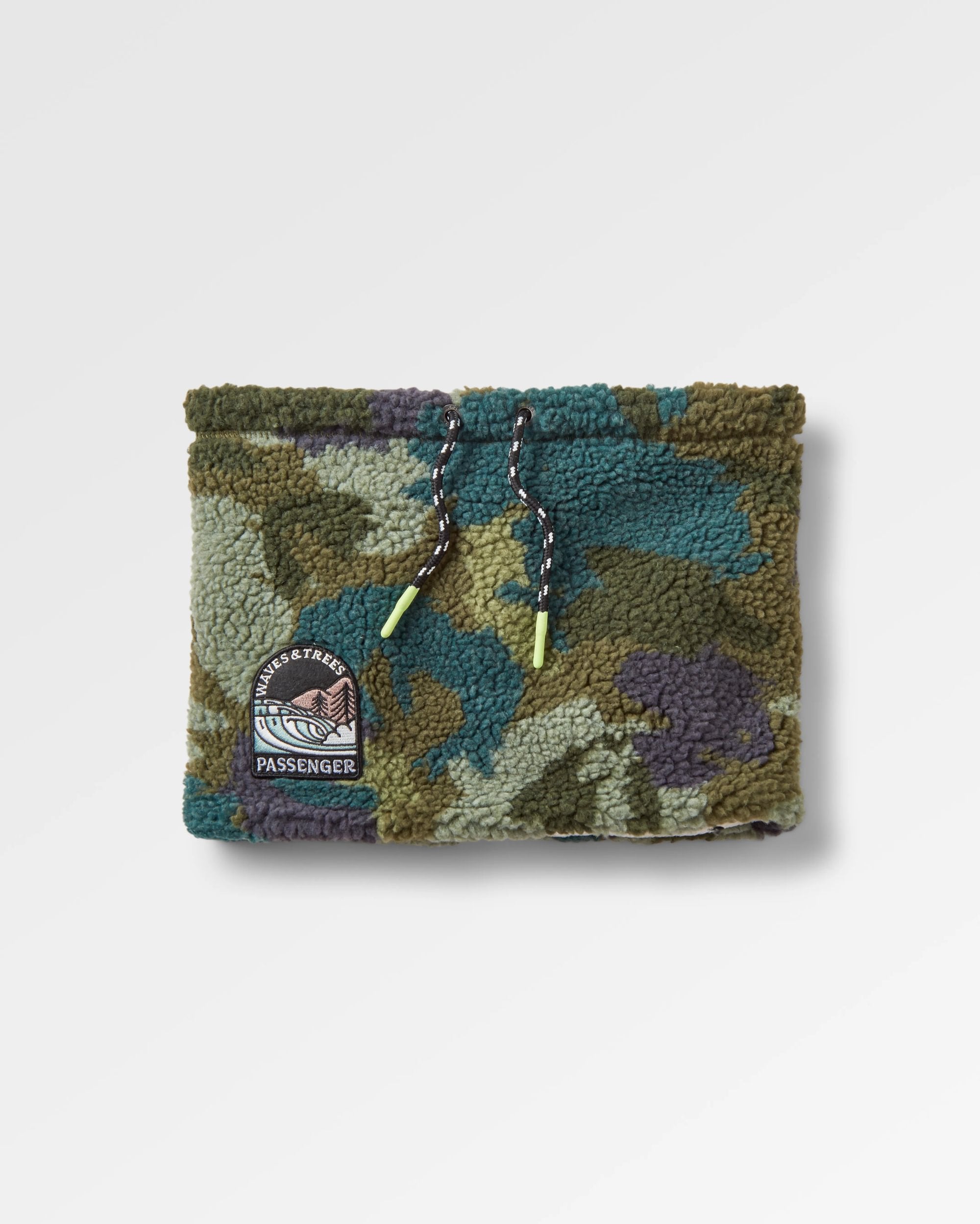 Mulled Recycled Sherpa Fleece Snood - Alpine Camo Khaki - Flatlay