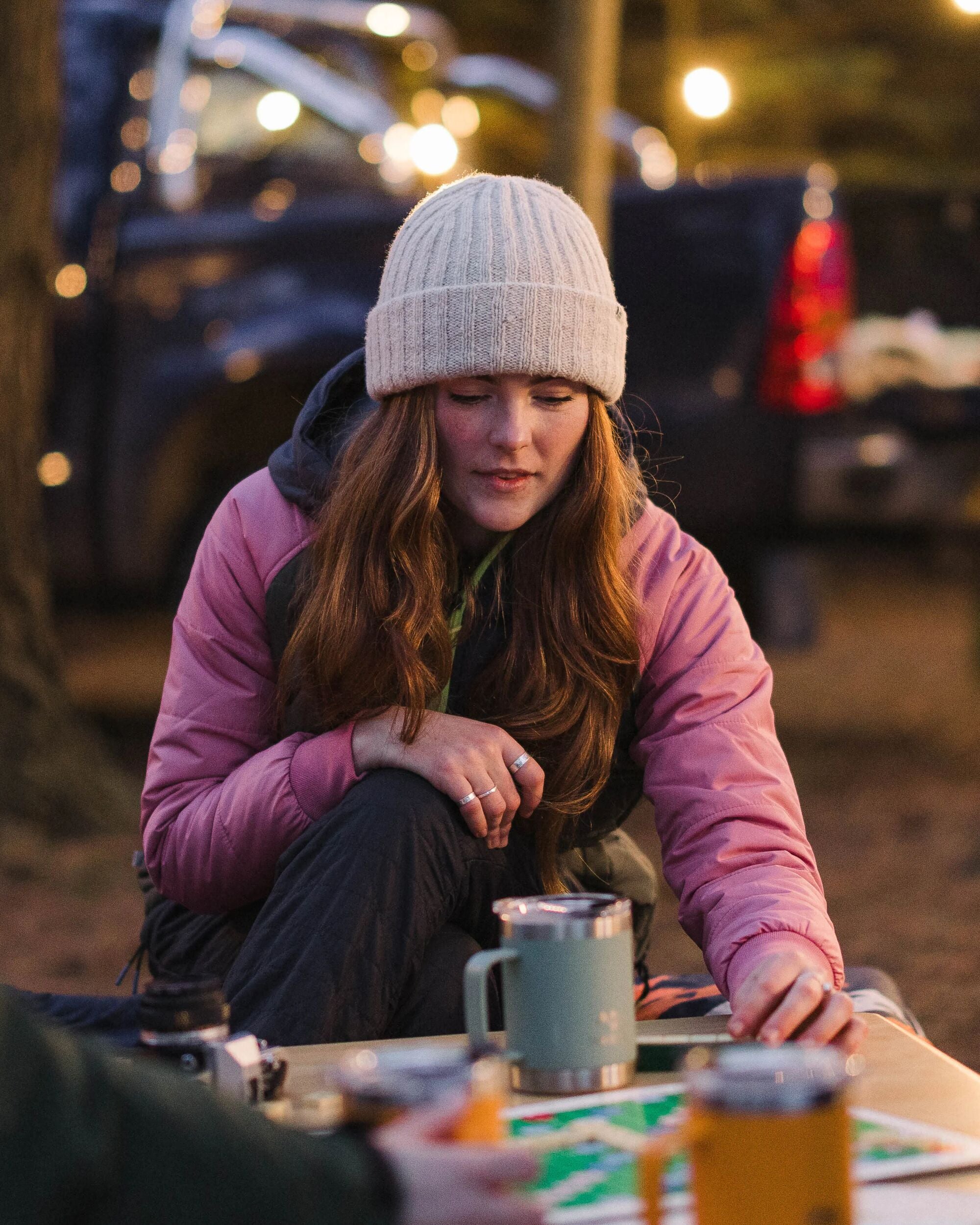 Fisherman Merino Wool Beanie - Vintage White - Lifestyle - Female