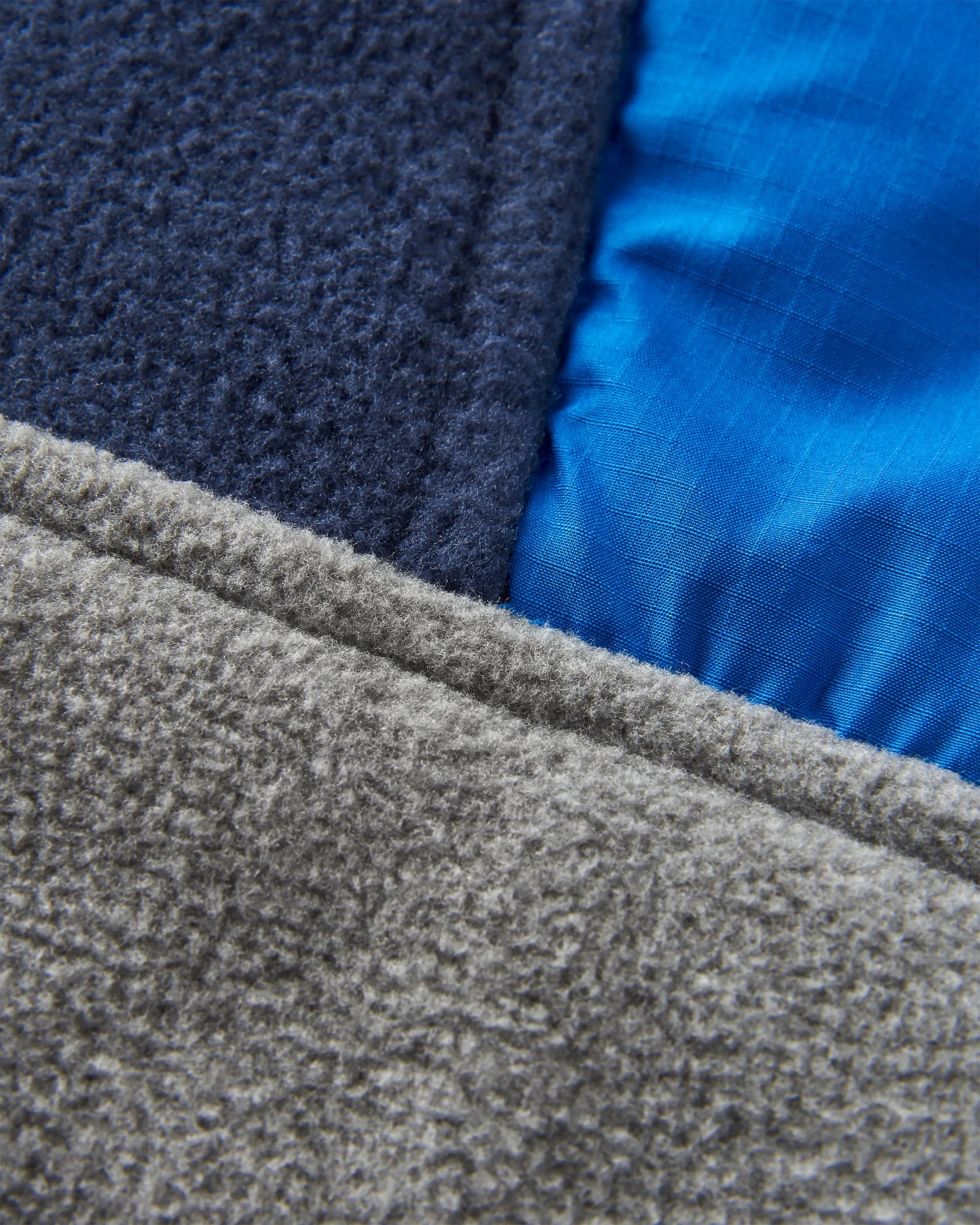 Woodland Hooded 1/2 Zip Recycled Polar Fleece - Rich Navy/Grey Marl - Flatlay