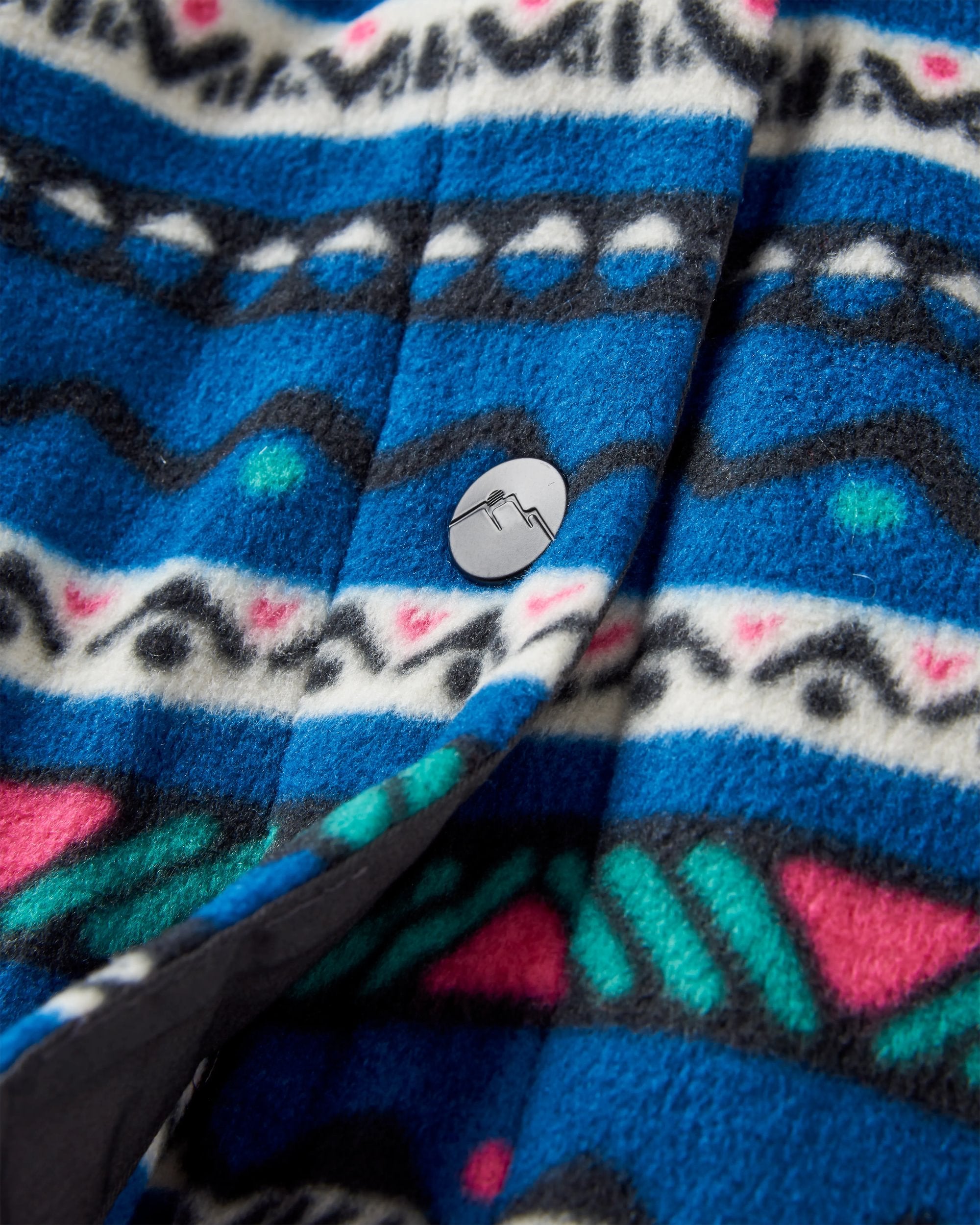 East Recycled Polar Fleece Shirt - Mountain Geo Tidal Blue - Flatlay