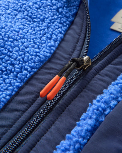 Oak Teddy Long Line Fleece - Electric Blue - Flatlay