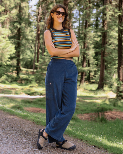 Someday Organic Cotton Corduroy Trouser - Dark Denim - Lifestyle