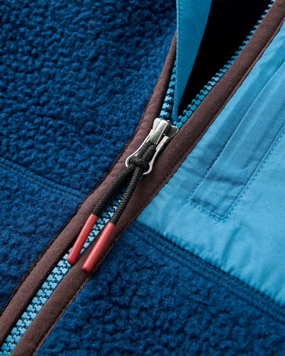 Offgrid Full Zip Hooded Sherpa Fleece - Rich Navy - Flatlay