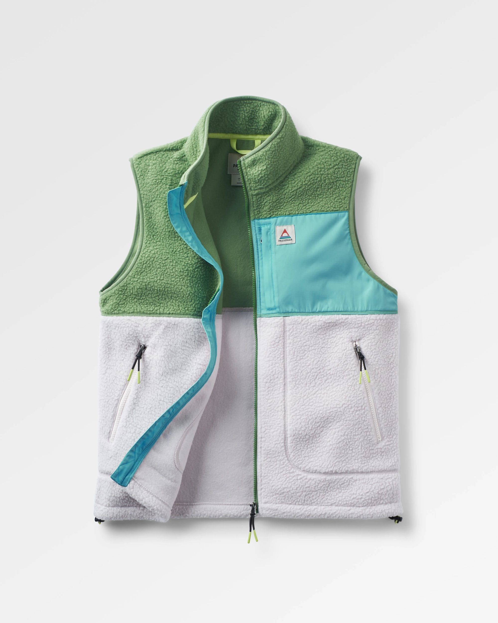 Fairbanks Recycled Sherpa Gilet - Stem Green/Vintage White - Flatlay