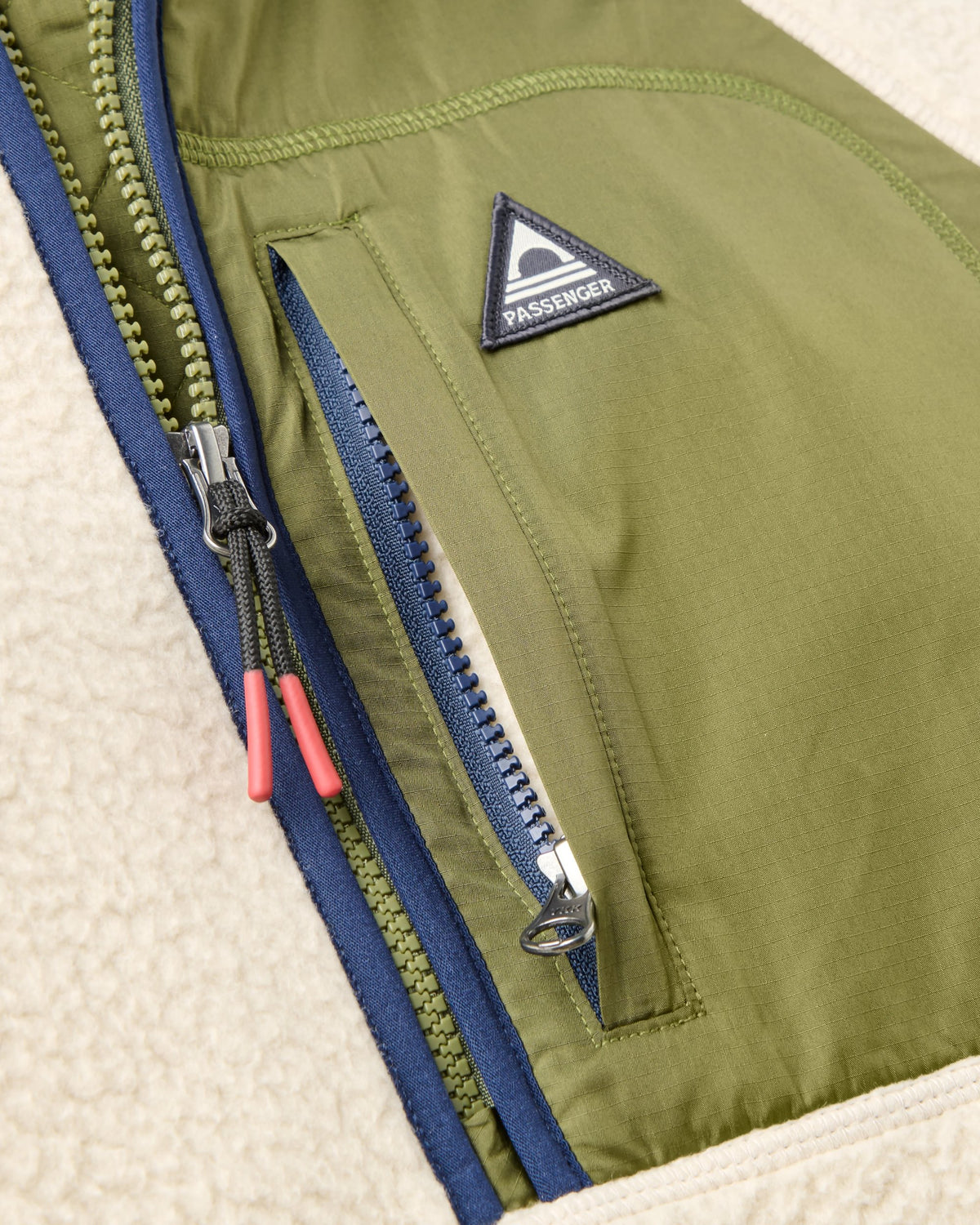 Offgrid 1/2 Zip Hooded Sherpa Fleece - Oatmeal/Khaki - Flatlay