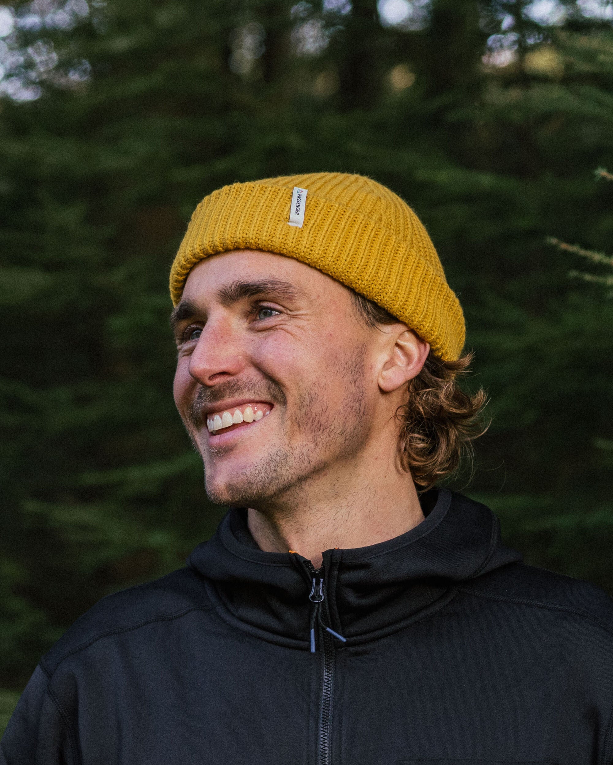 Compass Recycled Beanie - Mustard Yellow - Lifestyle - Male