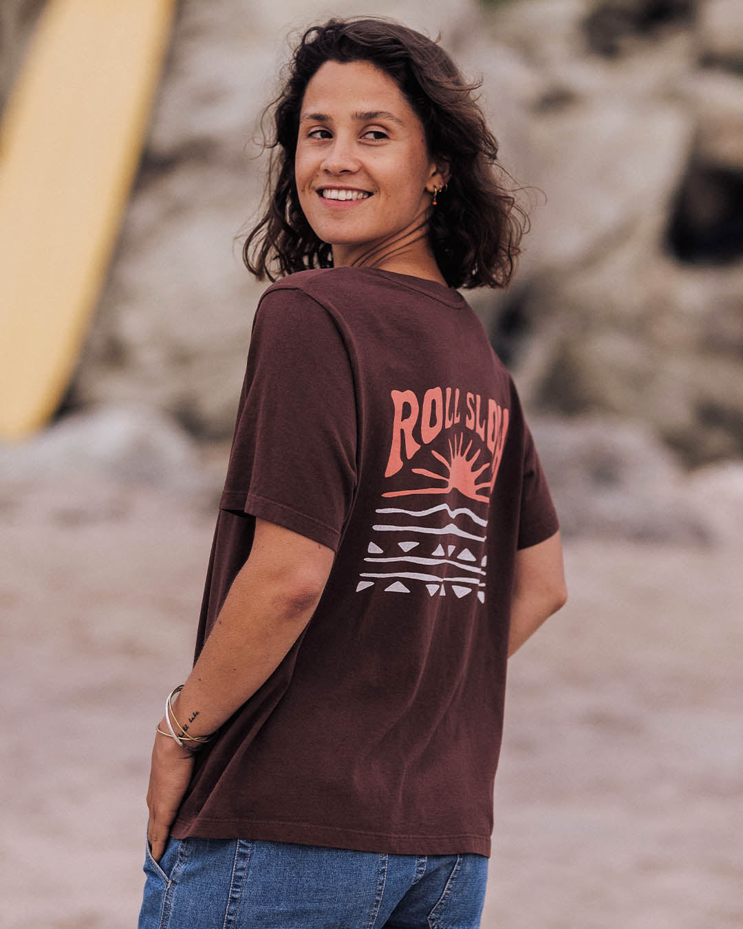 Rolling Slow Recycled Cotton T-Shirt - Chestnut