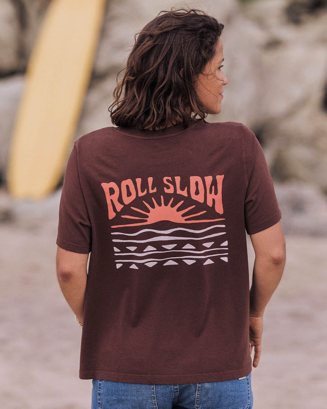 Rolling Slow Recycled Cotton T-Shirt - Chestnut