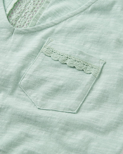 Rivergate Recycled Cotton Top - Spearmint - Flatlay