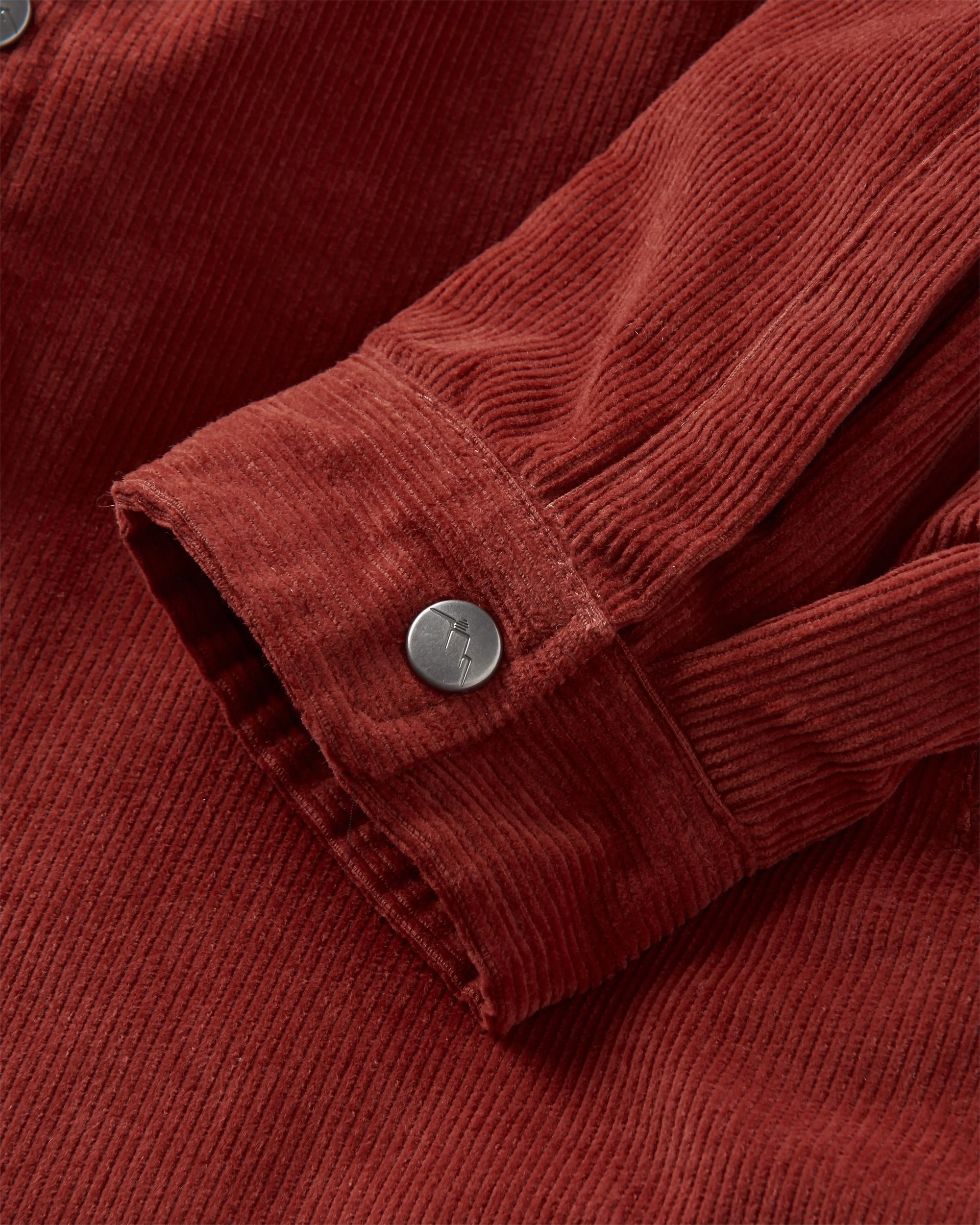 Kodiak Sherpa Lined Cord Overshirt - Red Ochre - Flatlay