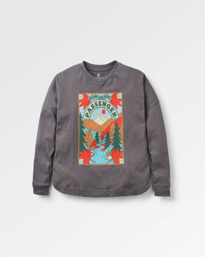 Rambling Recycled Cotton LS T-Shirt - Charcoal - Flatlay