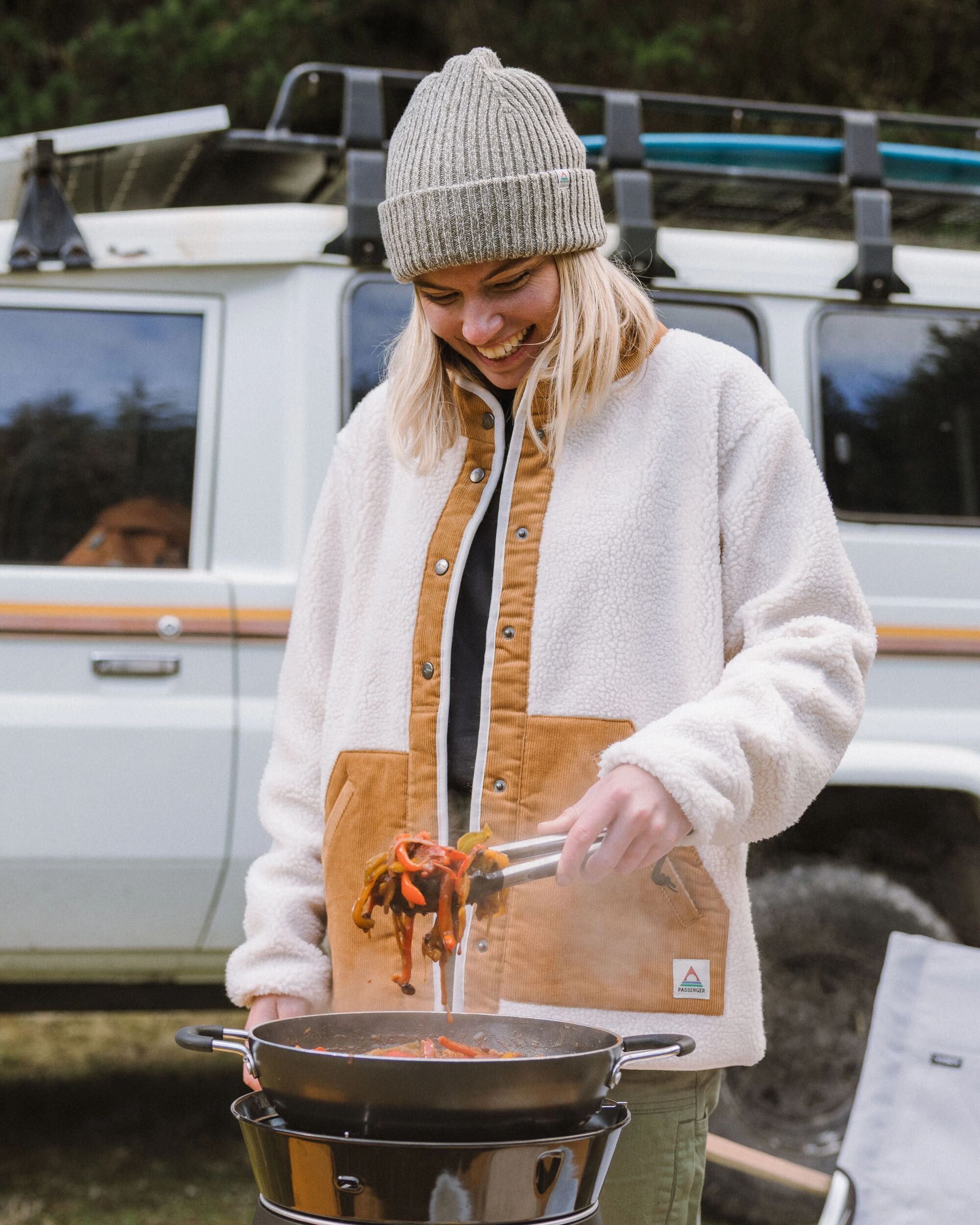 Clover Recycled Sherpa Fleece - Vintage White - Lifestyle