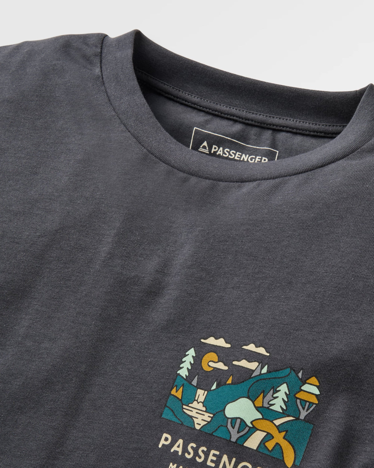 Slower Rhythms Women's Organic Cotton LS T-Shirt - Faded Black - Flatlay