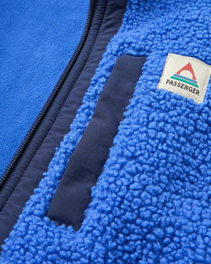 Oak Teddy Long Line Fleece - Electric Blue - Flatlay