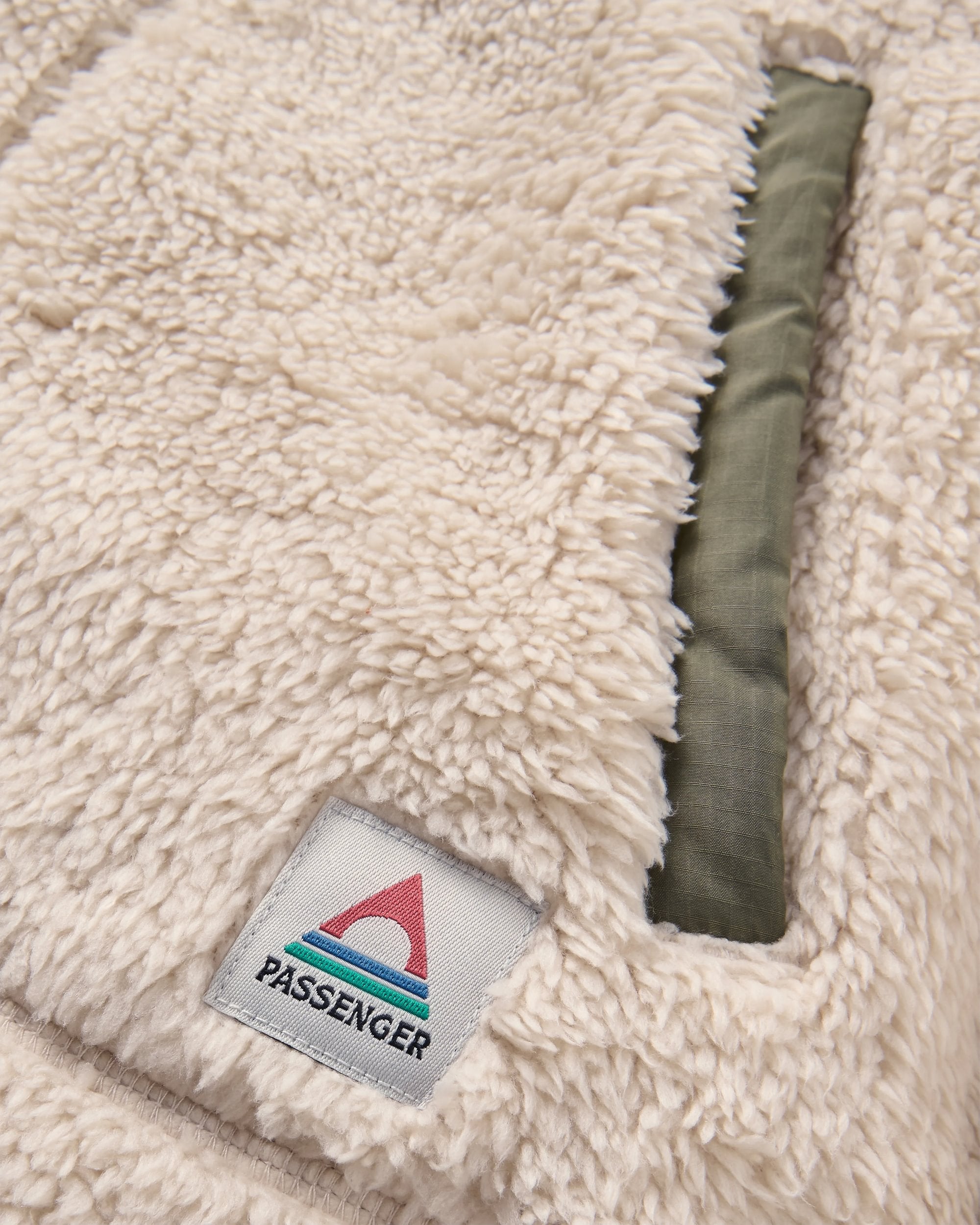 Beaumont Recycled Sherpa Hooded Fleece - Vintage White - Flatlay