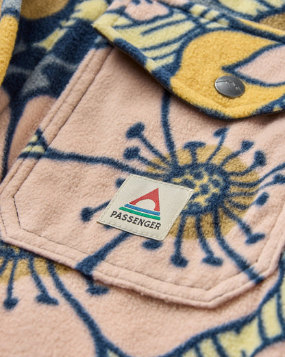 East Recycled Polar Fleece Shirt - Vintage Floral Sunlight - Flatlay