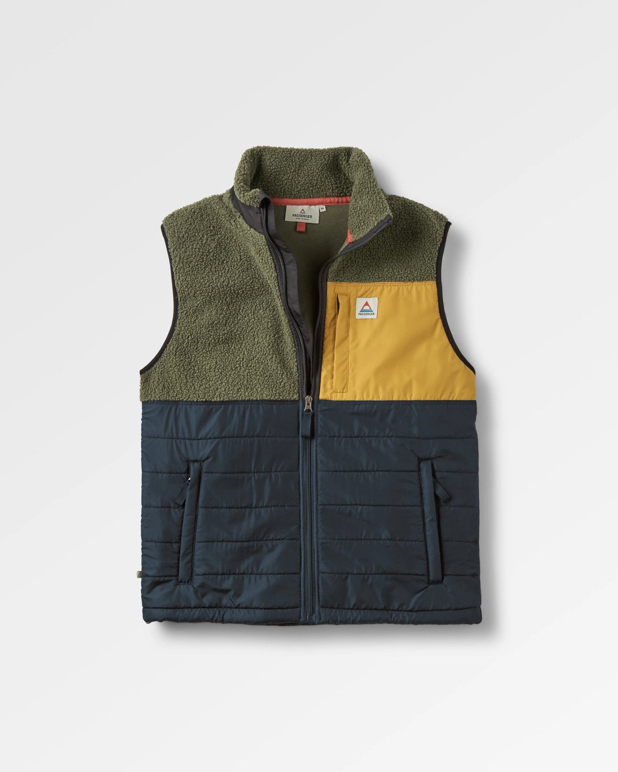 Born Explorer Recycled Polar-Lined Sherpa Vest - Khaki - Flatlay