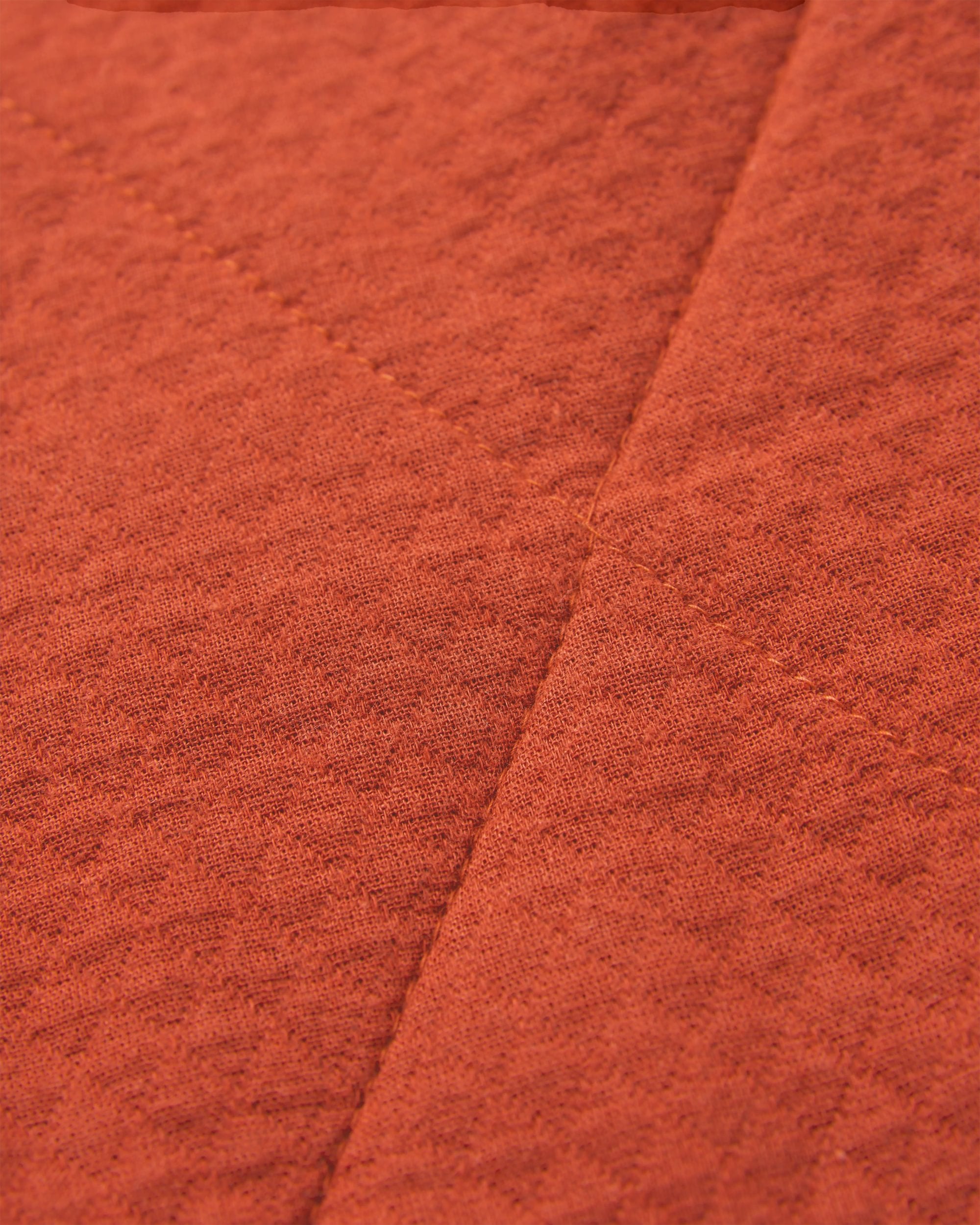 Mira Organic Cotton Quilted Overshirt - Red Ochre - Flatlay