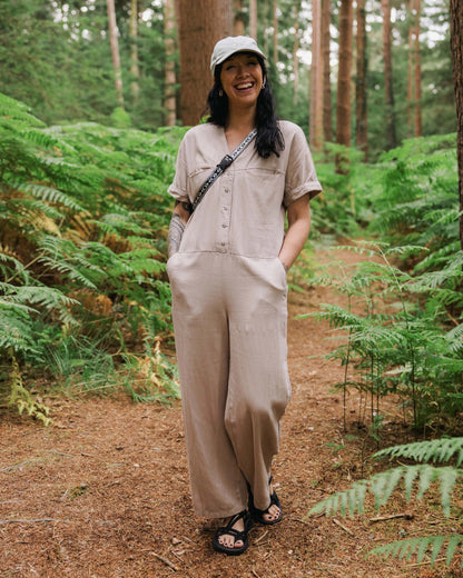 Esen Short Sleeve Jumpsuit - Simply Taupe - Lifestyle
