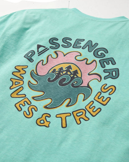 Dune Men's Recycled Cotton T-Shirt - Aqua Marl - Flatlay