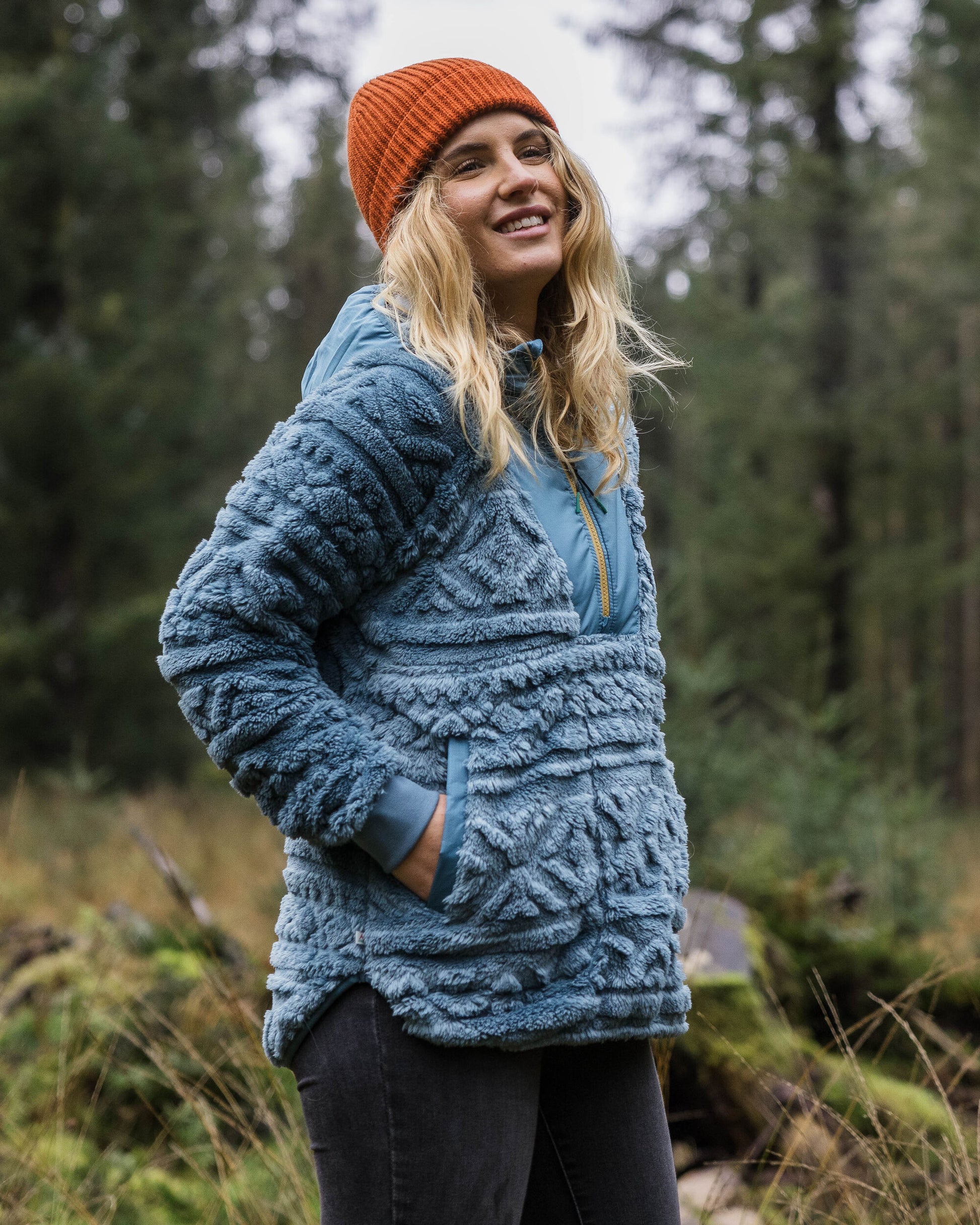 Holistic Sherpa Hooded Fleece - Washed Blue