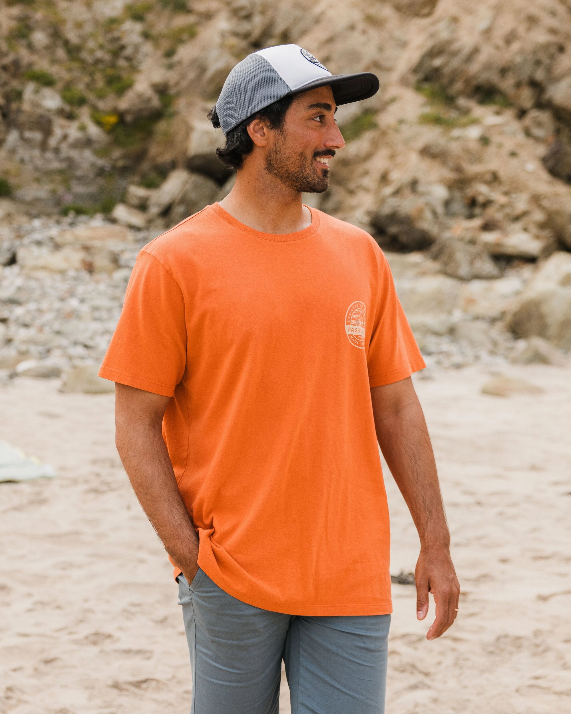Odyssey Recycled Cotton T-Shirt - Burnt Orange - Lifestyle