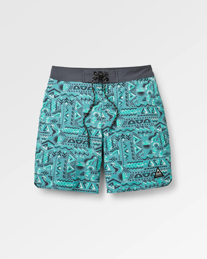 Cruiser Netplus® Recycled 19" Boardshort - Elemental Geo Arctic - Flatlay