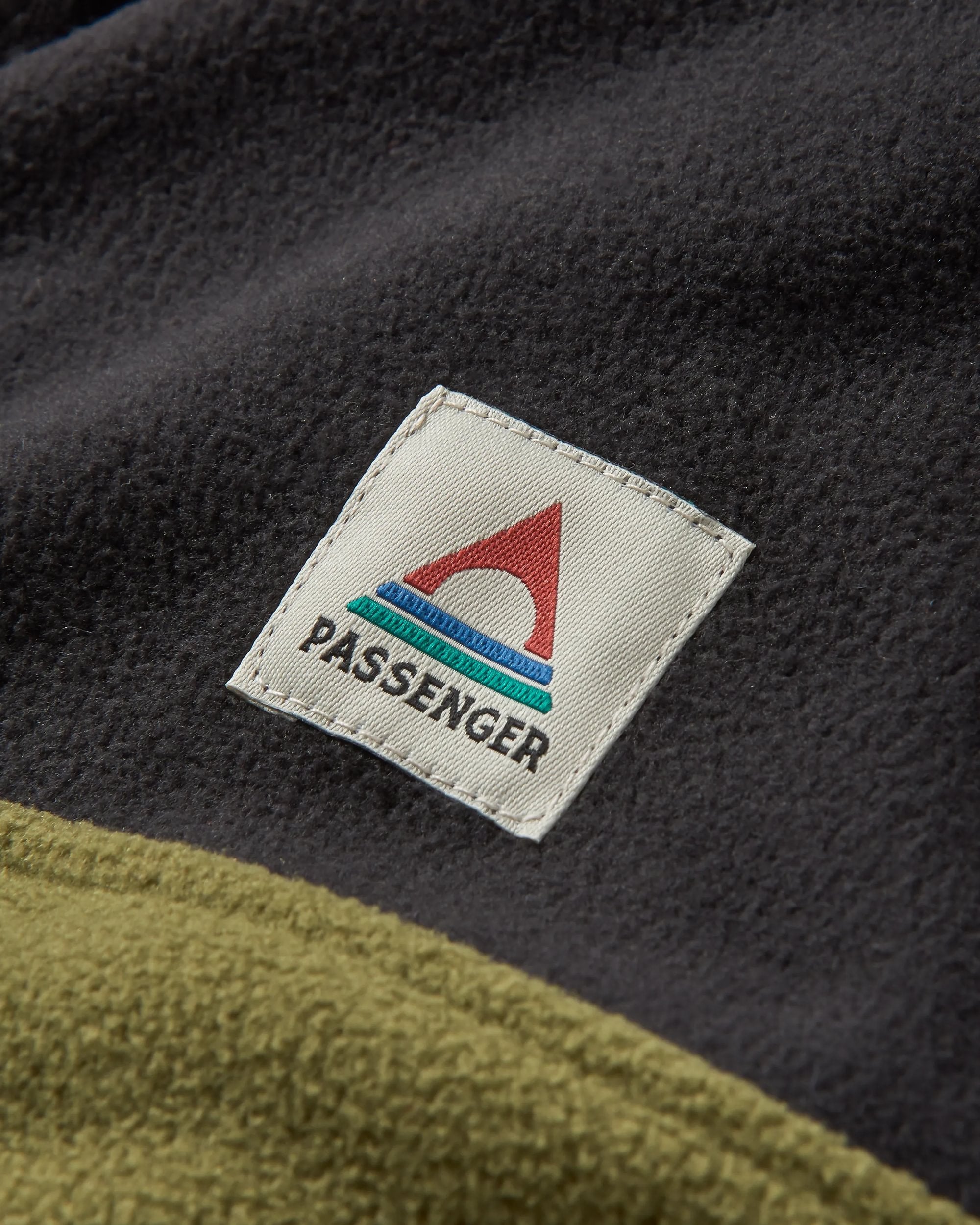 Set Off Recycled Polar Hooded Fleece - Black/Khaki - Flatlay