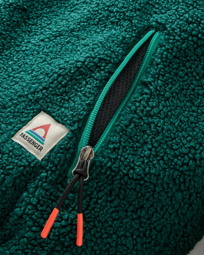 Joy Full Zip Hooded Sherpa Fleece - Greenlake/Rain Forest - Flatlay