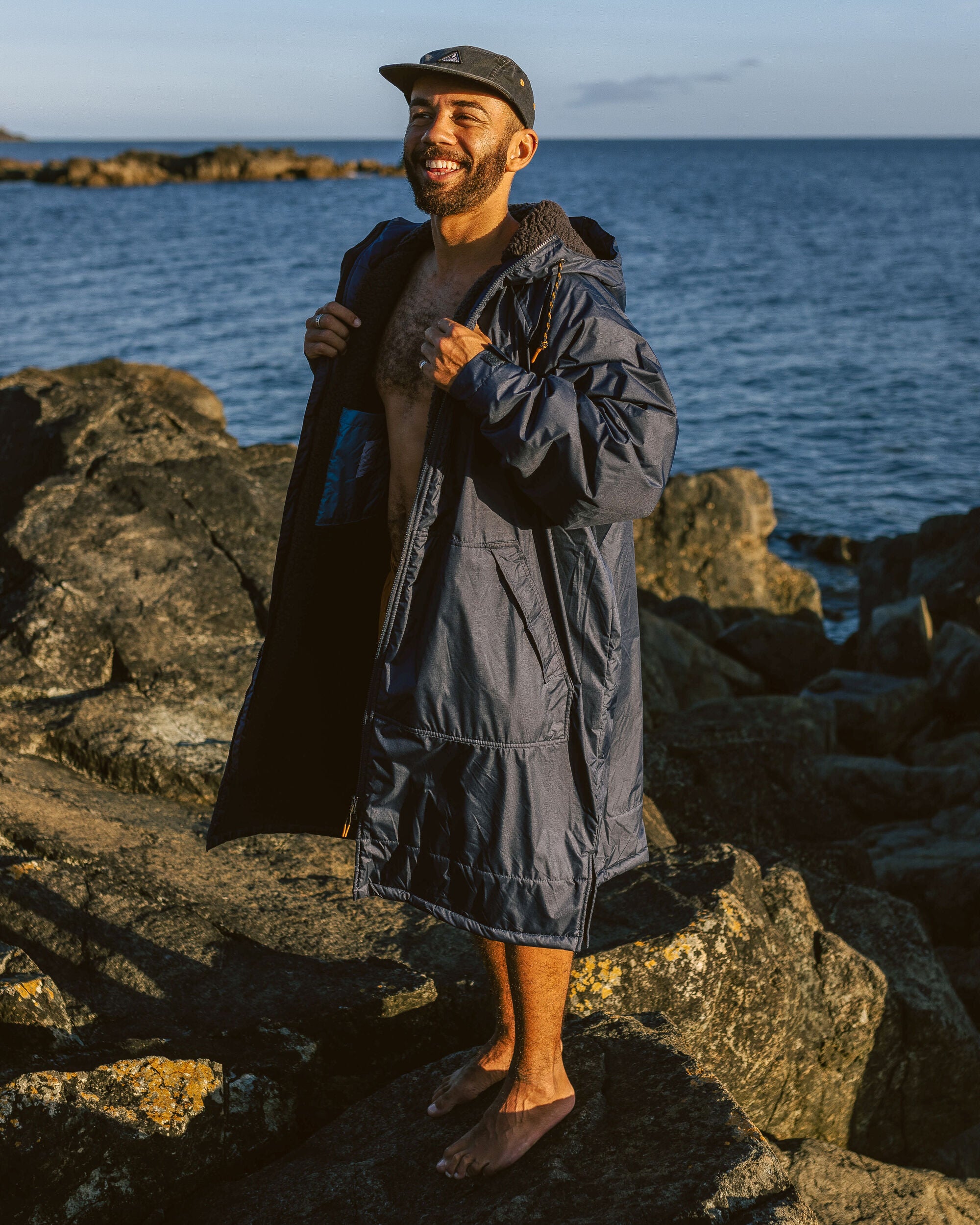 Waves Recycled Sherpa Lined Changing Robe - Rich Navy - Lifestyle - Male