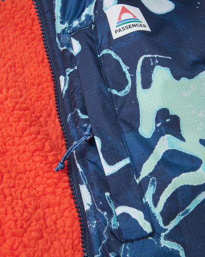 Waves Recycled Sherpa Lined Changing Robe - Frost Rich Navy - Flatlay