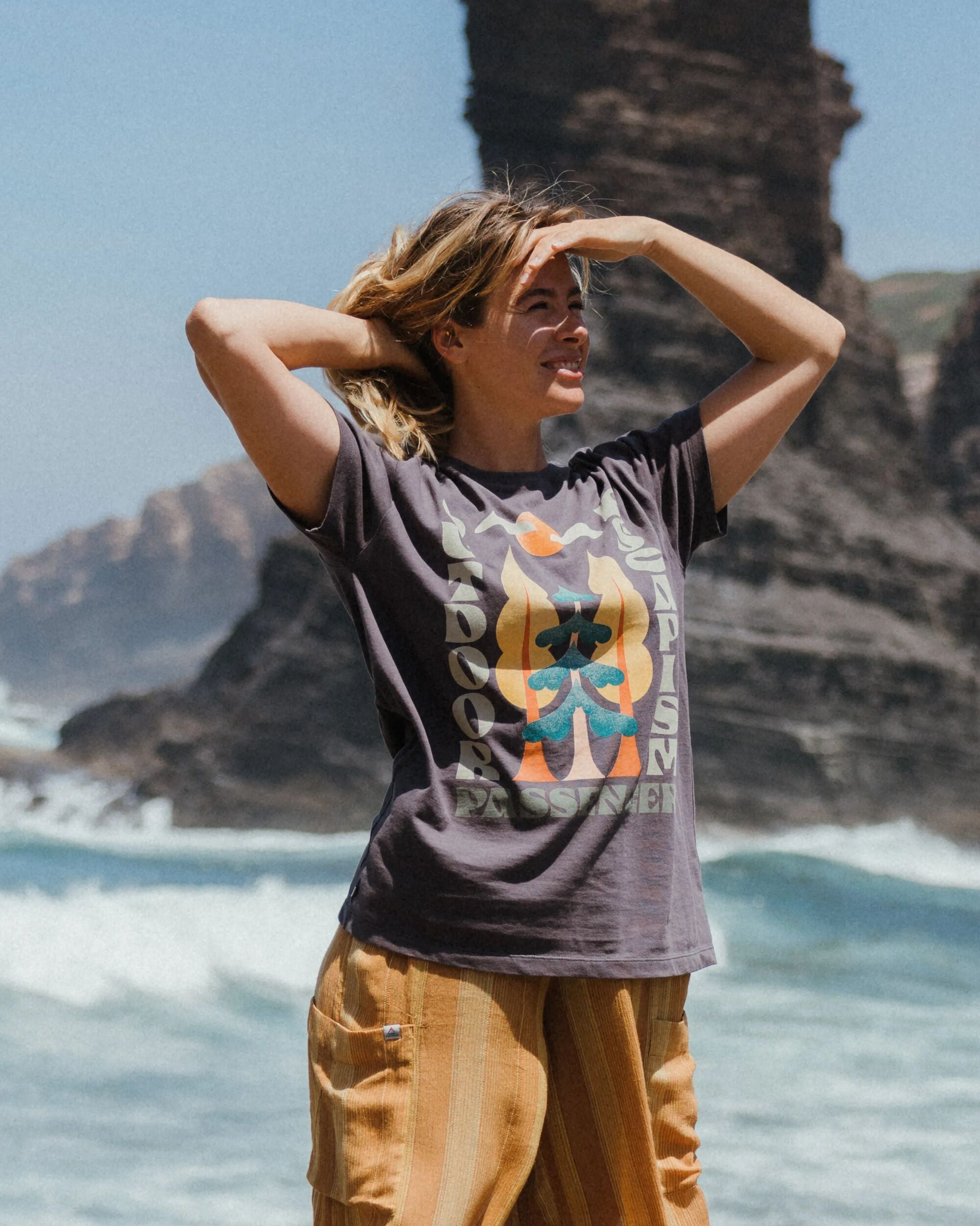 Tall Pines Women's Recycled Cotton T-shirt - Charcoal - Lifestyle