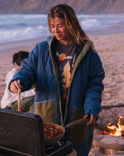 Campscape Recycled Fleece Lined Parka - Khaki/Dark Denim - Lifestyle - Female