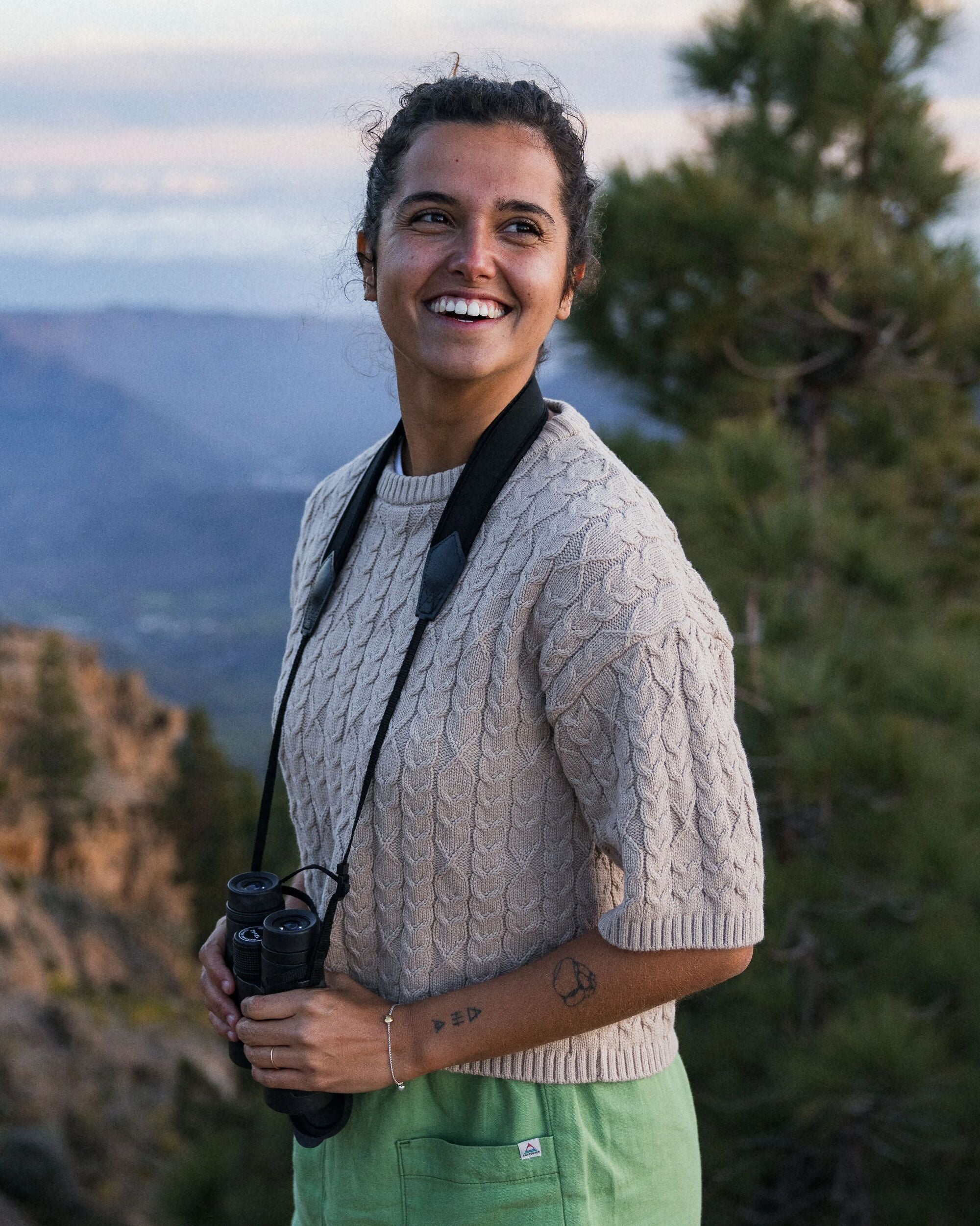 Homely Short Sleeve Knitted Jumper - Simply Taupe - Lifestyle