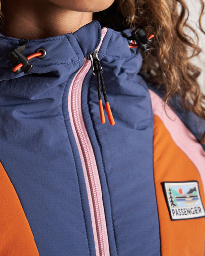 Ocean Recycled Insulated Anorak - Dark Denim/Sunset Orange - Studio Model