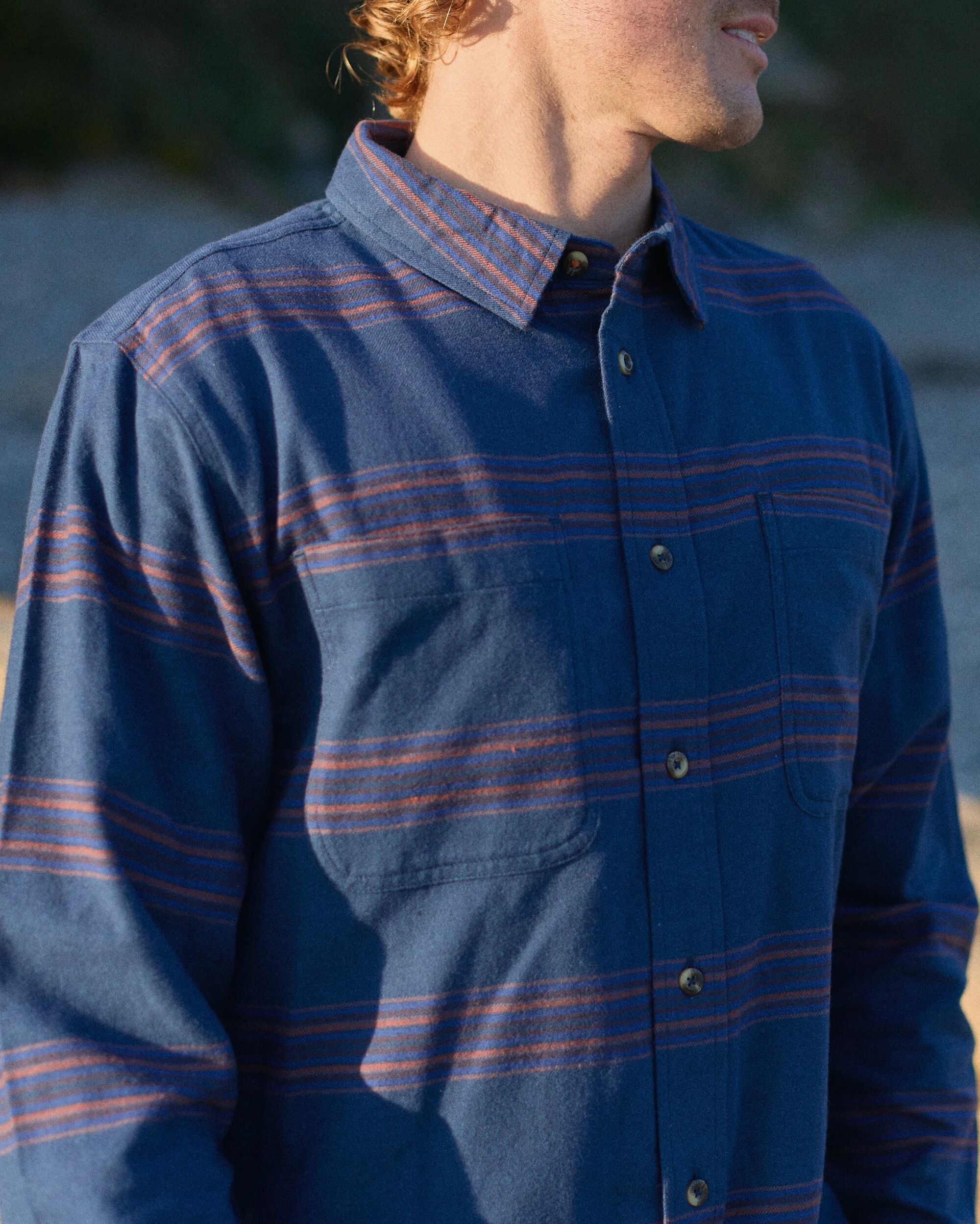 Backcountry Stripe Light Shirt - Rich Navy/Deep Plum Stripe - Lifestyle