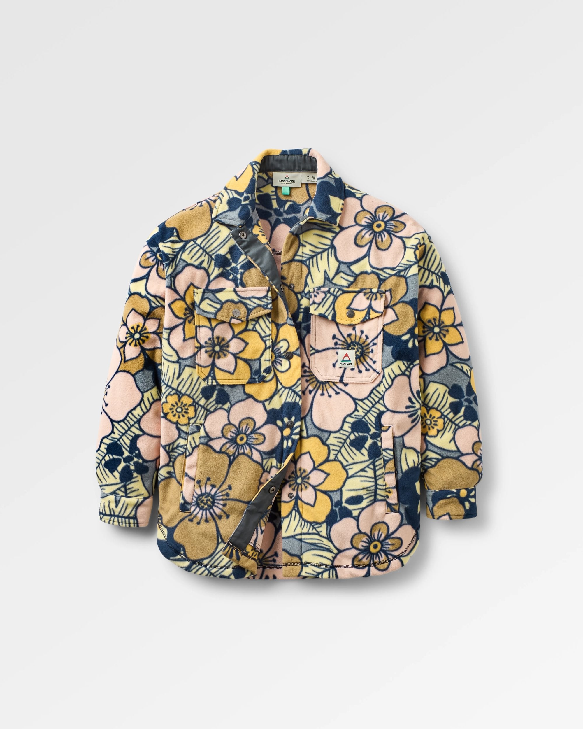 East Recycled Polar Fleece Shirt - Vintage Floral Sunlight - Flatlay