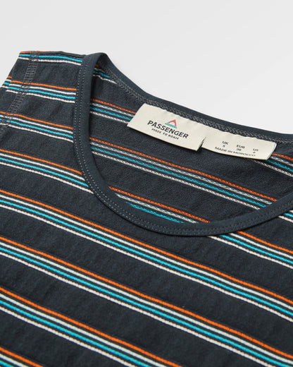 Retro Vibes Organic Cotton Vest - Black Multi Stripe - Flatlay