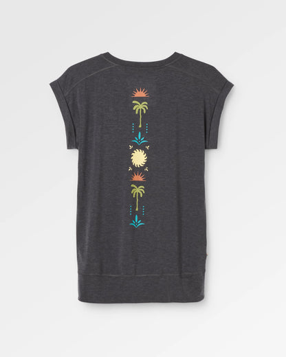 Womens Solscape Active T-Shirt - Faded Black Marl - Flatlay