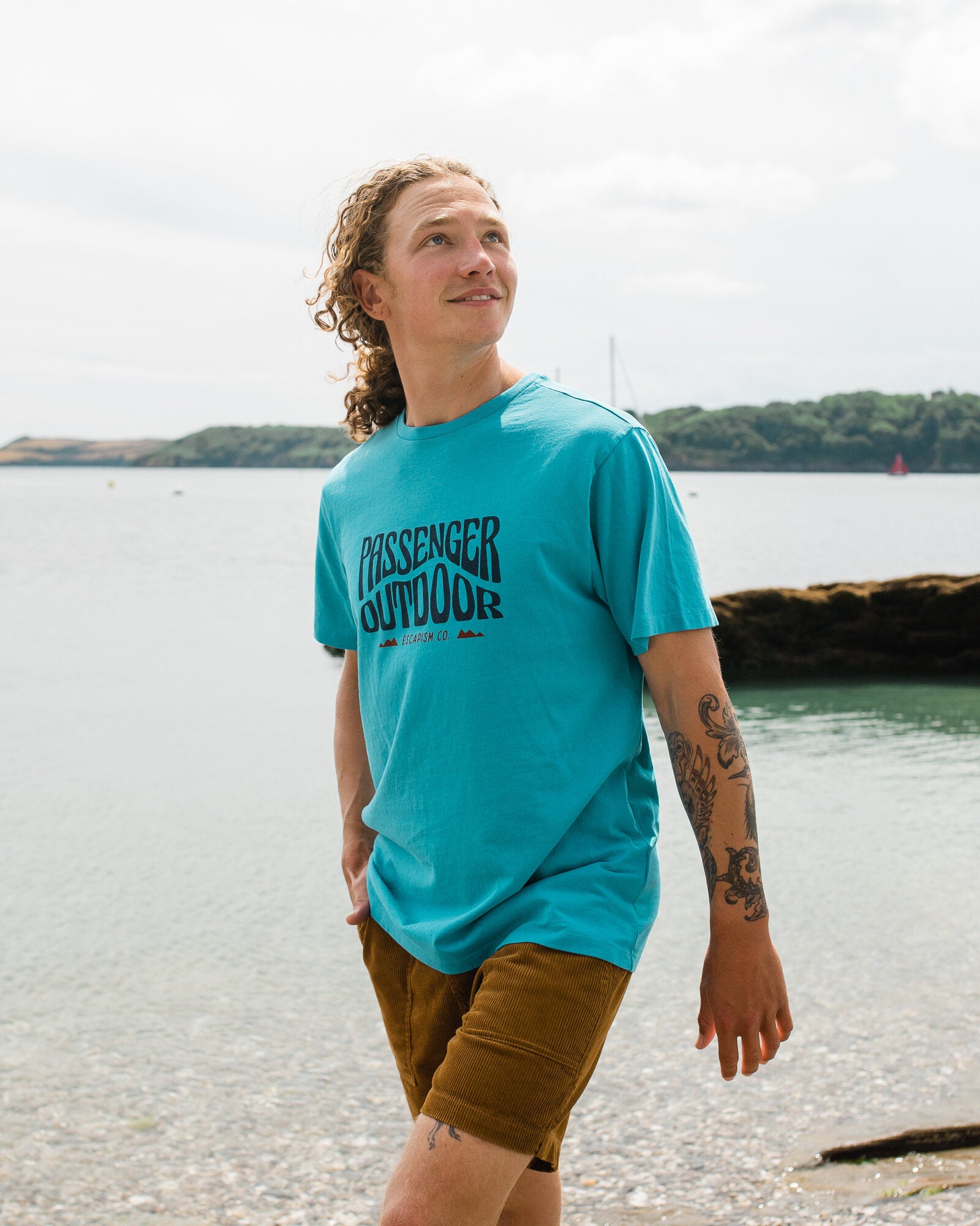 Yuca Recycled Cotton T-Shirt - Blue Pool - Lifestyle