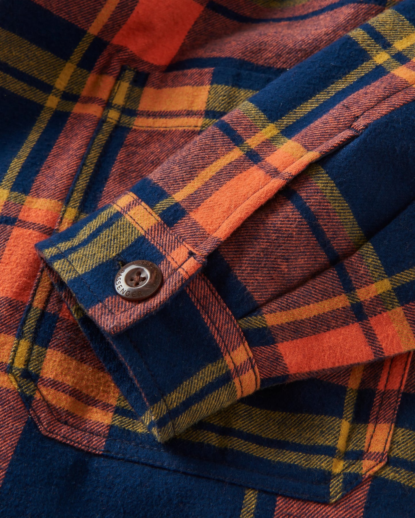 Flint Organic Cotton Overshirt - Rich Navy/Burnt Orange