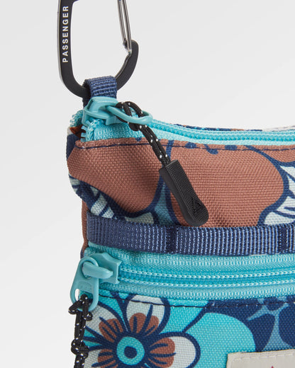 Journey Recycled Crossbody Bag - Vintage Floral Aqua - Flatlay