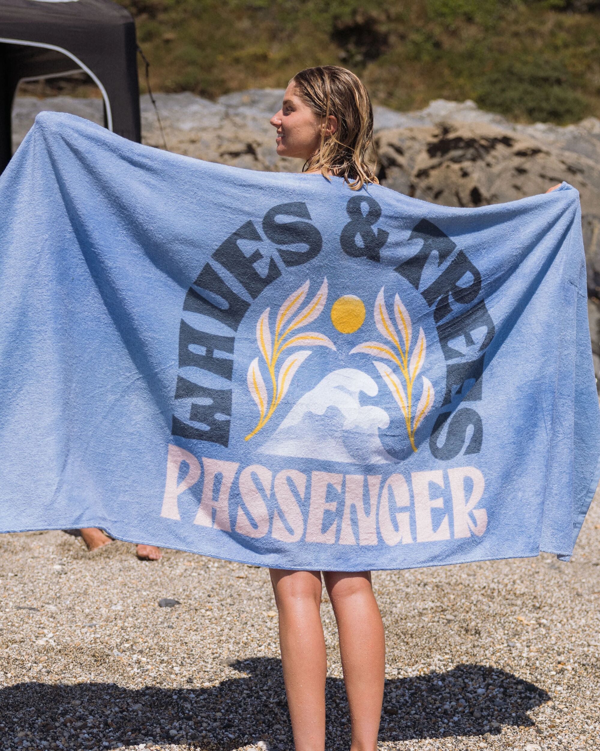 Tideline Organic Cotton Beach Towel - Faded Denim - Lifestyle - Female