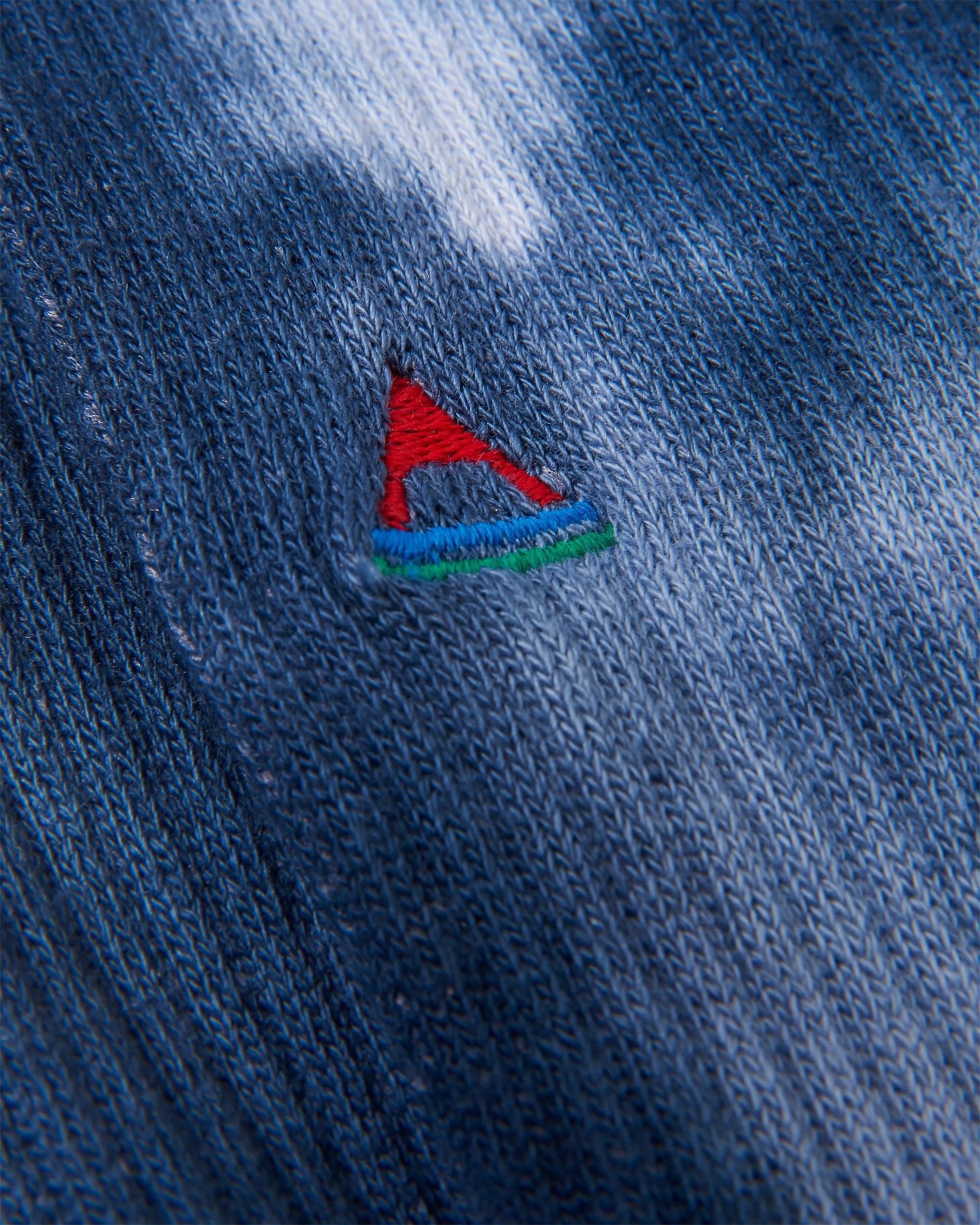Organic Midweight Crew Socks - Tie Dye Deep Navy - Flatlay